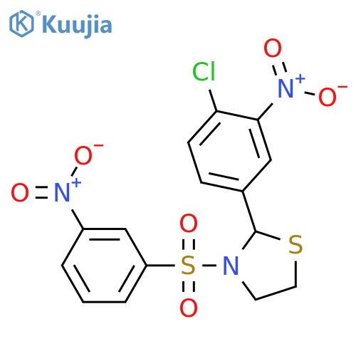 Thiazolidine, 2-(4-chloro-3-nitrophenyl)-3-[(3-nitrophenyl)sulfonyl]- (9CI) structure