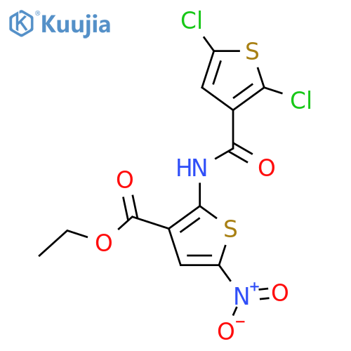 ethyl 2-(2,5-dichlorothiophene-3-amido)-5-nitrothiophene-3-carboxylate structure