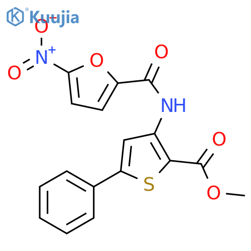 methyl 3-(5-nitrofuran-2-amido)-5-phenylthiophene-2-carboxylate structure