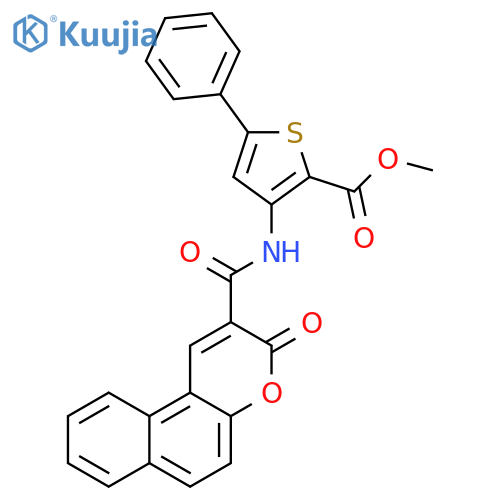 methyl 3-{3-oxo-3H-benzofchromene-2-amido}-5-phenylthiophene-2-carboxylate structure