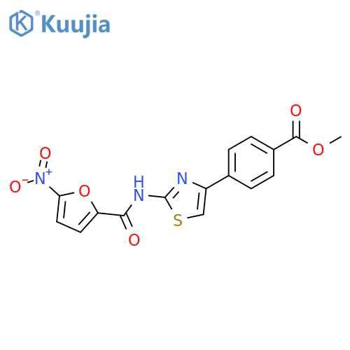 methyl 4-2-(5-nitrofuran-2-amido)-1,3-thiazol-4-ylbenzoate structure