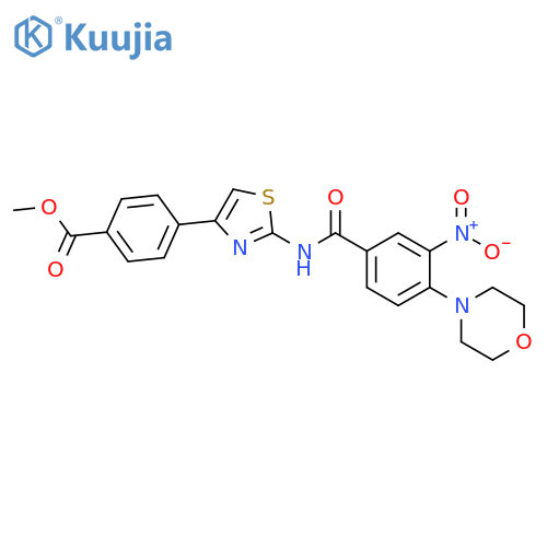 methyl 4-{2-4-(morpholin-4-yl)-3-nitrobenzamido-1,3-thiazol-4-yl}benzoate structure