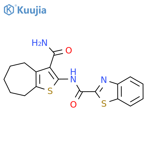 N-{3-carbamoyl-4H,5H,6H,7H,8H-cycloheptabthiophen-2-yl}-1,3-benzothiazole-2-carboxamide structure