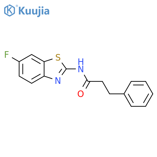 N-(6-fluoro-1,3-benzothiazol-2-yl)-3-phenylpropanamide structure