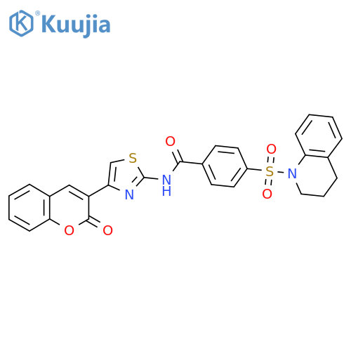 N-4-(2-oxo-2H-chromen-3-yl)-1,3-thiazol-2-yl-4-(1,2,3,4-tetrahydroquinoline-1-sulfonyl)benzamide structure