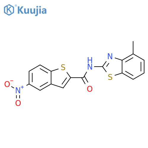 N-(4-methyl-1,3-benzothiazol-2-yl)-5-nitro-1-benzothiophene-2-carboxamide structure