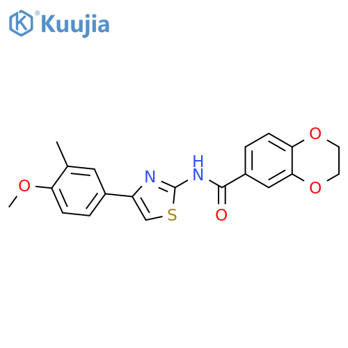 N-4-(4-methoxy-3-methylphenyl)-1,3-thiazol-2-yl-2,3-dihydro-1,4-benzodioxine-6-carboxamide structure