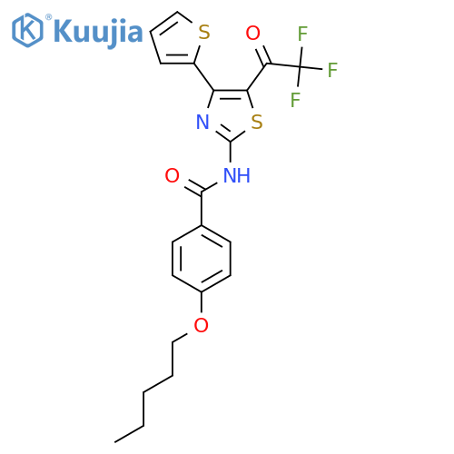4-(pentyloxy)-N-4-(thiophen-2-yl)-5-(2,2,2-trifluoroacetyl)-1,3-thiazol-2-ylbenzamide structure