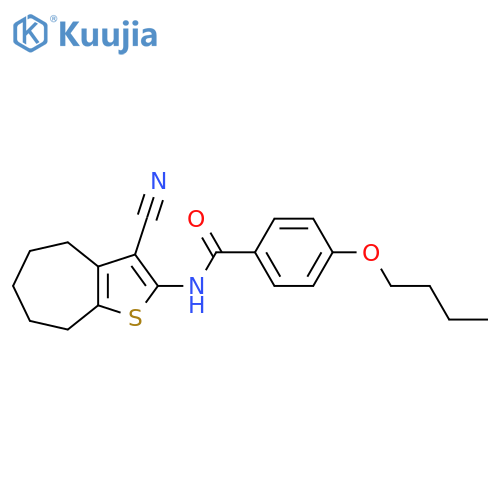 4-butoxy-N-{3-cyano-4H,5H,6H,7H,8H-cyclohepta[b]thiophen-2-yl}benzamide structure