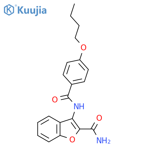 3-(4-butoxybenzamido)-1-benzofuran-2-carboxamide structure