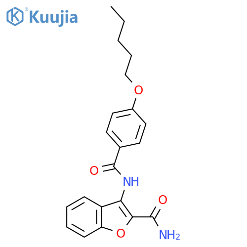 3-[4-(pentyloxy)benzamido]-1-benzofuran-2-carboxamide structure