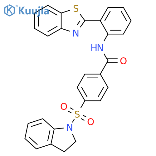 N-2-(1,3-benzothiazol-2-yl)phenyl-4-(2,3-dihydro-1H-indole-1-sulfonyl)benzamide structure