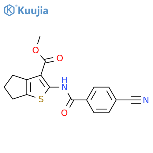 methyl 2-(4-cyanobenzamido)-4H,5H,6H-cyclopentabthiophene-3-carboxylate structure