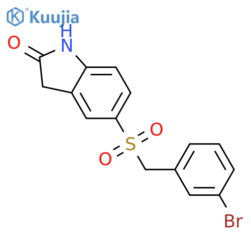 2H-Indol-2-one, 5-[[(3-bromophenyl)methyl]sulfonyl]-1,3-dihydro- structure