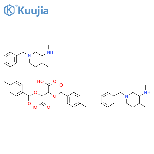 (3R,4R)-1-benzyl-N,4-dimethyl-piperidin-3-amine;hemi((2R,3R)-2,3-bis[(4-methylbenzoyl)oxy]butanedioic acid) structure