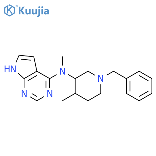 N-[(3R,4R)-1-benzyl-4-methyl-3-piperidyl]-N-methyl-7H-pyrrolo[2,3-d]pyrimidin-4-amine structure