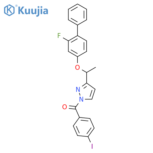 (3-{1-[(2-fluoro[1,1'-biphenyl]-4-yl)oxy]ethyl}-1H-pyrazol-1-yl)(4-iodophenyl)methanone structure