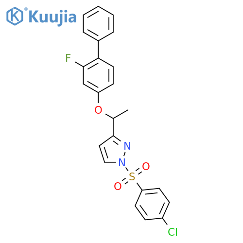 1-(1-[(4-CHLOROPHENYL)SULFONYL]-1H-PYRAZOL-3-YL)ETHYL 2-FLUORO[1,1'-BIPHENYL]-4-YL ETHER structure