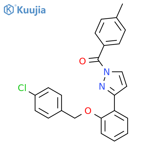 [3-[2-[(4-Chlorophenyl)methoxy]phenyl]pyrazol-1-yl]-(4-methylphenyl)methanone structure