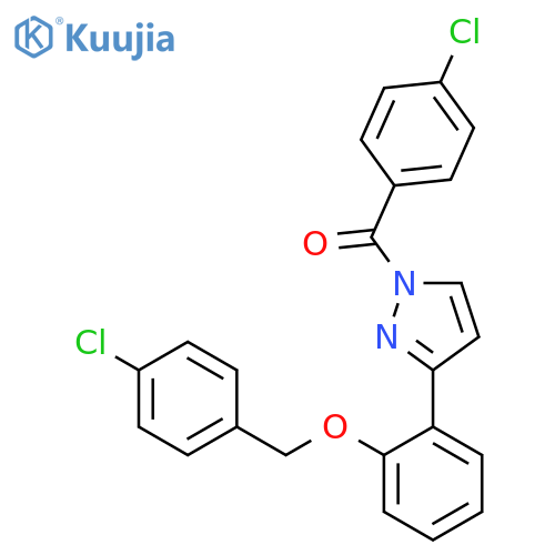 (4-Chlorophenyl)-[3-[2-[(4-chlorophenyl)methoxy]phenyl]pyrazol-1-yl]methanone structure