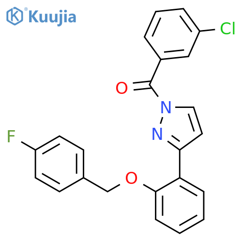 (3-Chlorophenyl)-[3-[2-[(4-fluorophenyl)methoxy]phenyl]pyrazol-1-yl]methanone structure