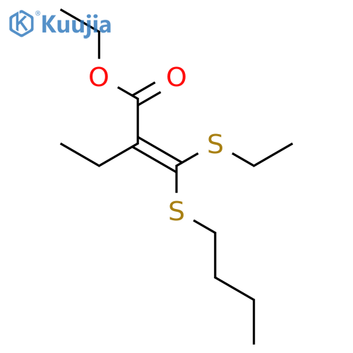 BUTANOIC ACID, 2-[(BUTYLTHIO)(ETHYLTHIO)METHYLENE]-, ETHYL ESTER structure