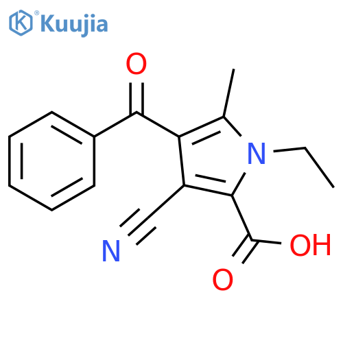 4-Benzoyl-3-cyano-1-ethyl-5-methyl-1H-pyrrole-2-carboxylic acid structure
