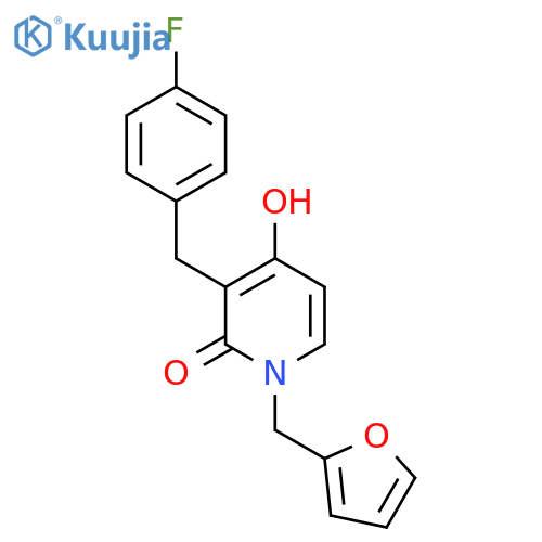 3-(4-fluorobenzyl)-1-(2-furylmethyl)-4-hydroxy-2(1H)-pyridinone structure