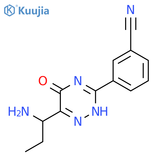 Benzonitrile, 3-[6-(1-aminopropyl)-2,5-dihydro-5-oxo-1,2,4-triazin-3-yl]- structure