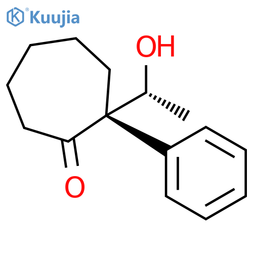 Cycloheptanone, 2-[(1R)-1-hydroxyethyl]-2-phenyl-, (2S)-rel- structure