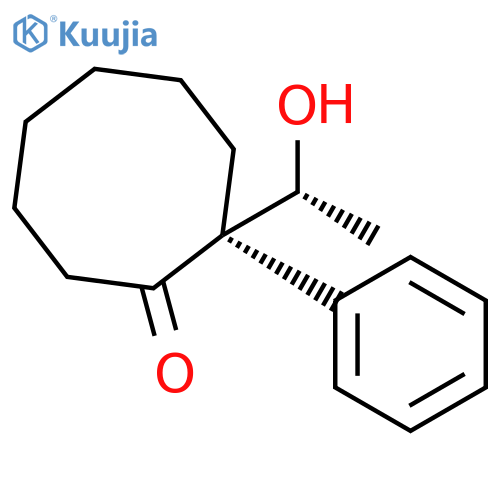 Cyclooctanone, 2-[(1R)-1-hydroxyethyl]-2-phenyl-, (2R)-rel- structure