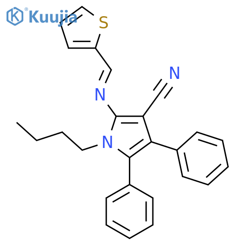 1-Butyl-4,5-diphenyl-2-{[(E)-2-thienylmethylidene]amino}-1H-pyrrole-3-carbonitrile structure