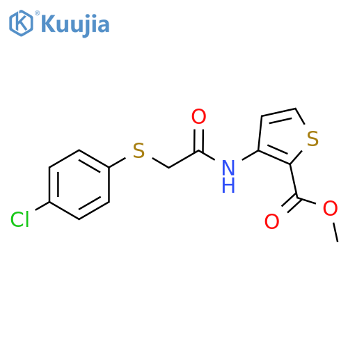 methyl 3-{2-[(4-chlorophenyl)sulfanyl]acetamido}thiophene-2-carboxylate structure