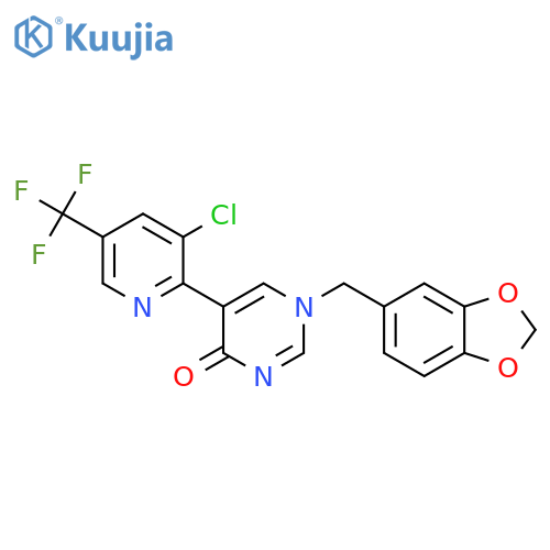 1-(1,3-BENZODIOXOL-5-YLMETHYL)-5-[3-CHLORO-5-(TRIFLUOROMETHYL)-2-PYRIDINYL]-4(1H)-PYRIMIDINONE structure