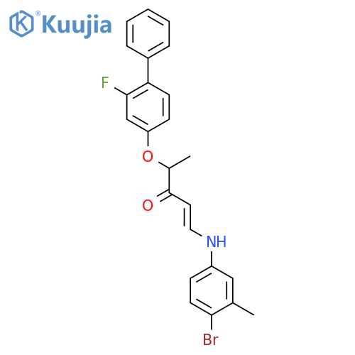 (E)-1-(4-bromo-3-methylanilino)-4-(3-fluoro-4-phenylphenoxy)pent-1-en-3-one structure