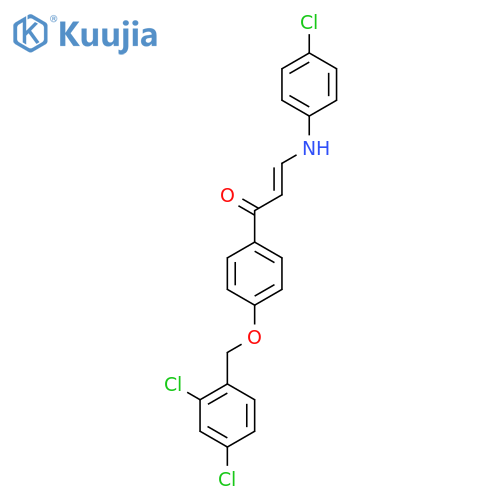 (E)-3-(4-CHLOROANILINO)-1-(4-[(2,4-DICHLOROBENZYL)OXY]PHENYL)-2-PROPEN-1-ONE structure