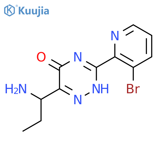 1,2,4-Triazin-5(2H)-one, 6-(1-aminopropyl)-3-(3-bromo-2-pyridinyl)- structure