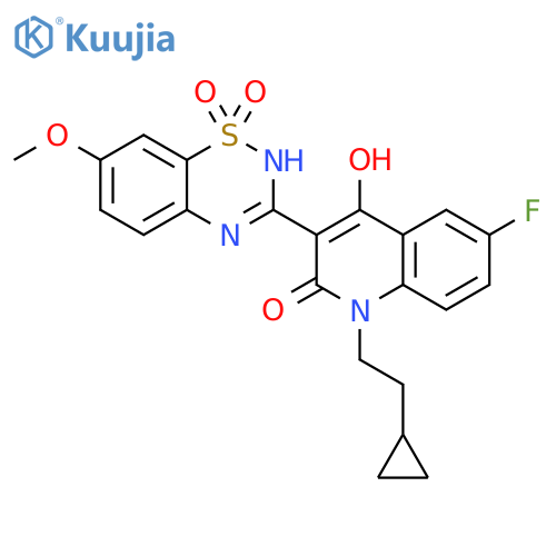 2(1H)-Quinolinone, 1-(2-cyclopropylethyl)-6-fluoro-4-hydroxy-3-(7-methoxy-1,1-dioxido-2H-1,2,4-benzothiadiazin-3-yl)- structure