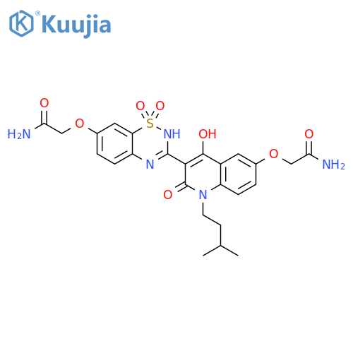 Acetamide, 2-[[3-[6-(2-amino-2-oxoethoxy)-1,2-dihydro-4-hydroxy-1-(3-methylbutyl)-2-oxo-3-quinolinyl]-1,1-dioxido-2H-1,2,4-benzothiadiazin-7-yl]oxy]- structure