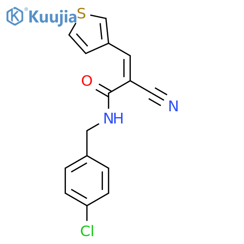 N-(4-chlorophenyl)methyl-2-cyano-3-(thiophen-3-yl)prop-2-enamide structure