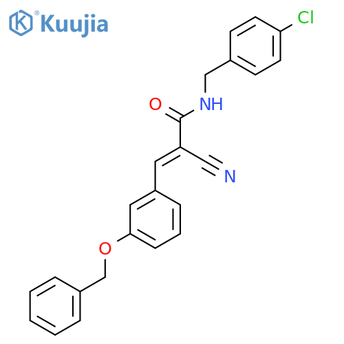 (E)-N-[(4-chlorophenyl)methyl]-2-cyano-3-(3-phenylmethoxyphenyl)prop-2-enamide structure