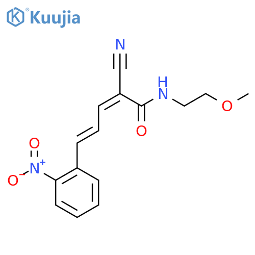 2-cyano-N-(2-methoxyethyl)-5-(2-nitrophenyl)penta-2,4-dienamide structure