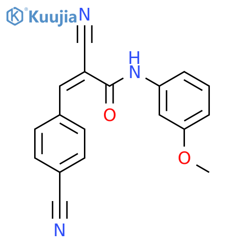 2-cyano-3-(4-cyanophenyl)-N-(3-methoxyphenyl)prop-2-enamide structure