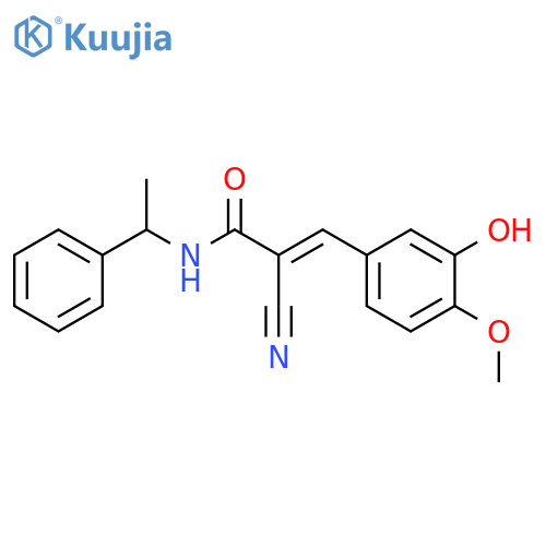 2-Propenamide, 2-cyano-3-(3-hydroxy-4-methoxyphenyl)-N-(1-phenylethyl)- structure
