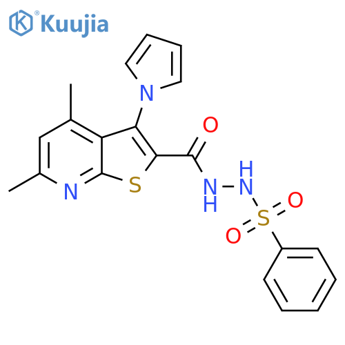 N'-([4,6-DIMETHYL-3-(1H-PYRROL-1-YL)THIENO[2,3-B]PYRIDIN-2-YL]CARBONYL)BENZENESULFONOHYDRAZIDE structure