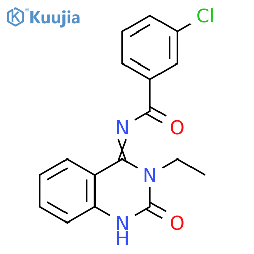 3-Chloro-N-[(4Z)-3-ethyl-2-oxo-1,2,3,4-tetrahydroquinazolin-4-ylidene]benzamide structure