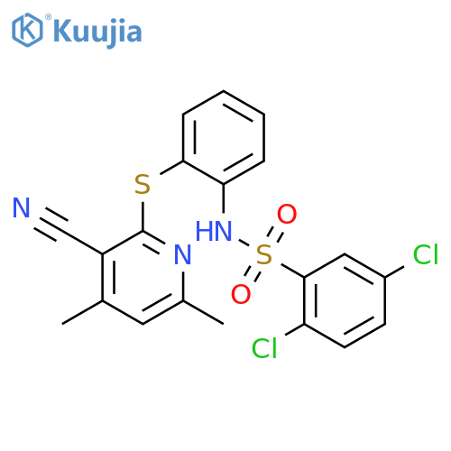 2,5-DICHLORO-N-(2-[(3-CYANO-4,6-DIMETHYL-2-PYRIDINYL)SULFANYL]PHENYL)BENZENESULFONAMIDE structure