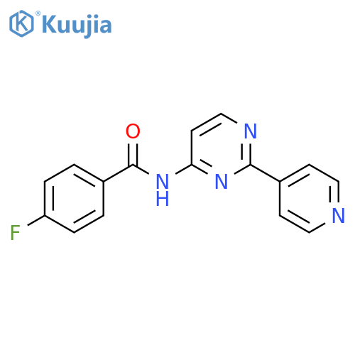 4-fluoro-N-[2-(4-pyridinyl)-4-pyrimidinyl]benzenecarboxamide structure