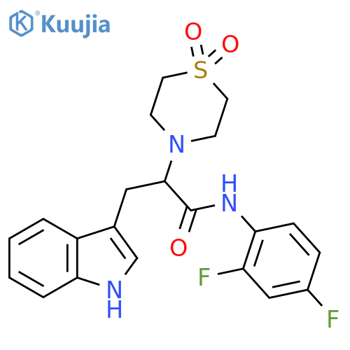 N-(2,4-difluorophenyl)-2-(1,1-dioxo-1,4-thiazinan-4-yl)-3-(1H-indol-3-yl)propanamide structure