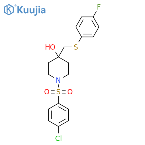 1-(4-Chlorophenyl)sulfonyl-4-[(4-fluorophenyl)sulfanylmethyl]piperidin-4-ol structure